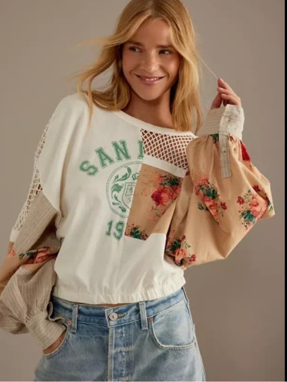ANTHROPOLOGIE PILCRO Patchwork Batwing Top - Picture 2 of 11